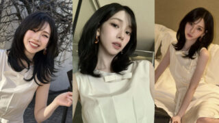 カリーナ、優雅なアイボリールック…時差ぼけ不要の完璧な美貌