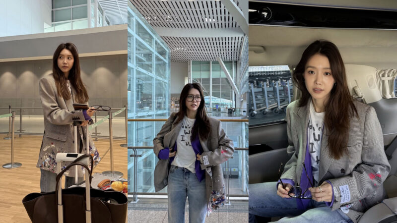 チェ・ジョンアン(48歳)、チェックのジャケットにデニムをマッチ...感覚的な空港ルック