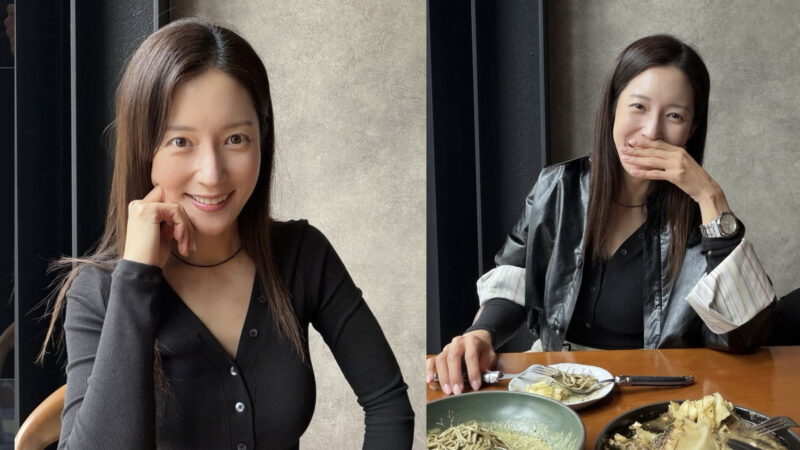 王光南(44歳)、オールブラックファッションにも輝く美貌...レザージャケットで"シックな雰囲気