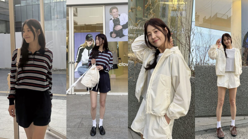 ハン・ジヘ（41歳）、ウィンドブレーカー＋ショートパンツの組み合わせが大ヒット…「ノーメイク風」スタイルの定番