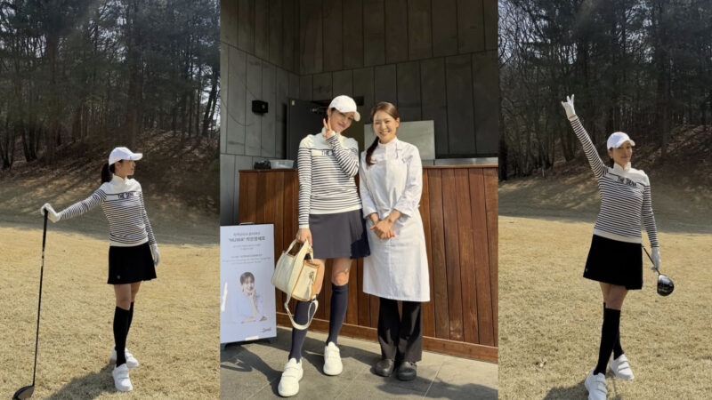 イ・ミンジョン（44歳）、ストライプのゴルフルックで完成させた「ナチュラルでスポーティーなスタイル」