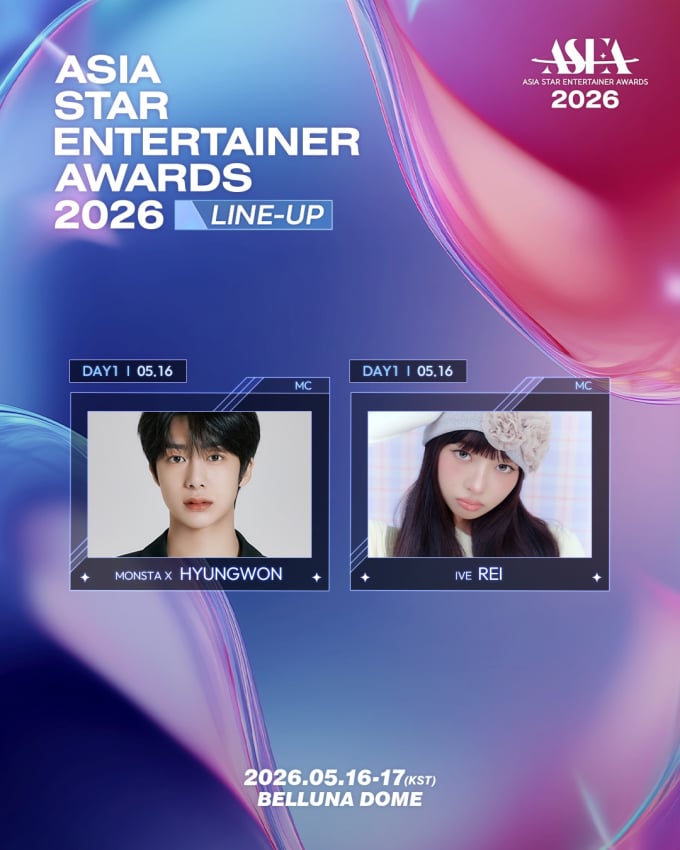 MONSTA Xのヒョンウォン、IVEのレイ、2年連続で「ASEA」のMCに