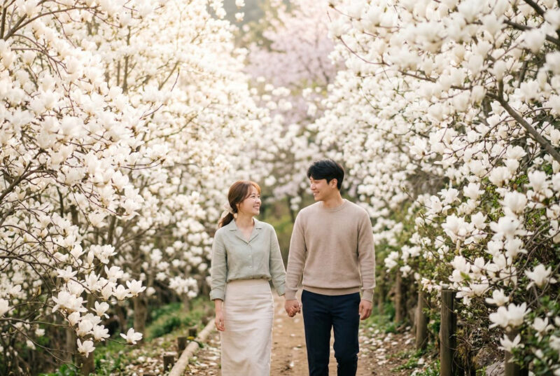 「今週行かなければ、また1年待たなければなりません」桜よりも貴重な「純白の女王」、金海のモクレンの森