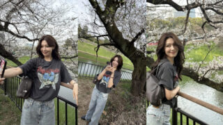 チェ・スヨン、Tシャツ+デニム'クアンクルデイリールック'の定石...桜並木の近況を公開