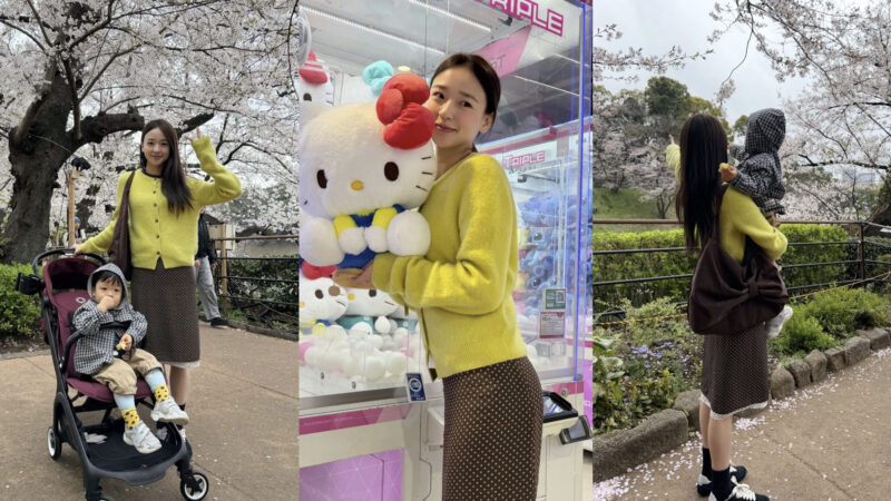 ソン・ヨンジェ、息子と一緒に春の日...桜の下で「ママの笑顔」。