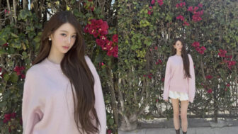 IVEウォニョン、ピンクニット×ミニスカの“あざと可愛い”姿に視線集中