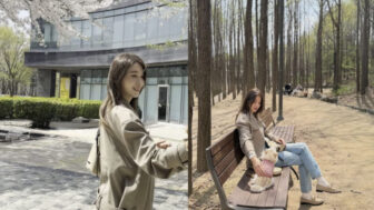 ユ・イニョン（42）、桜と愛犬との癒やしのひととき…「お花見納め」ショットが話題