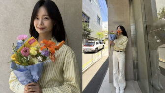 チョン・ソミン、ストライプシャツ1枚で完成する春の装い