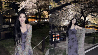 カリナ、夜桜より輝く美貌…「完璧な瞬間」