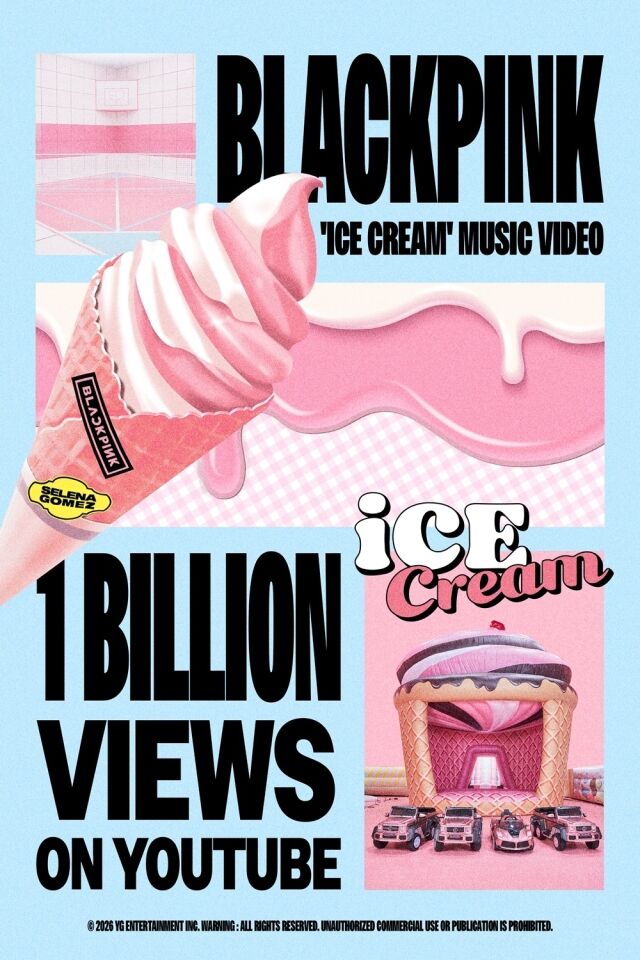 BLACKPINKの「Ice Cream」MV、再生回数10億回を突破