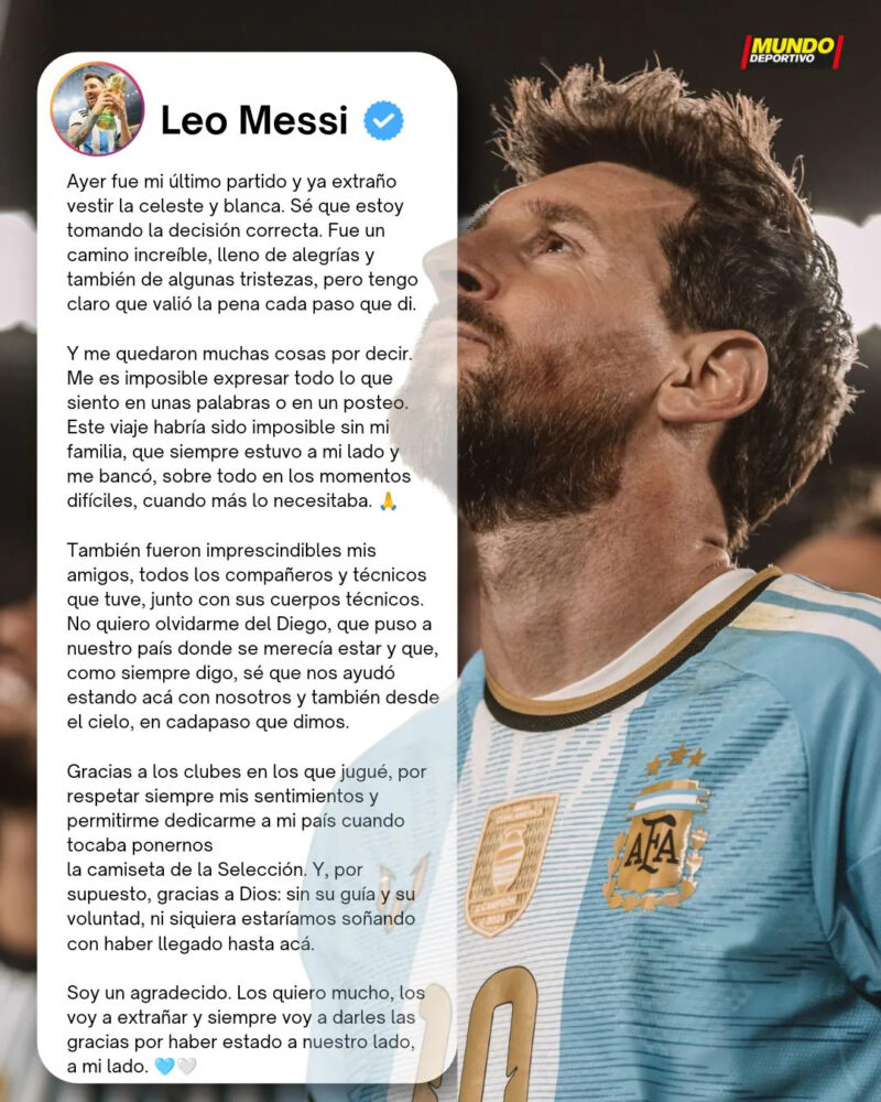 リオネル・メッシがアルゼンチン代表引退、ラストマッチで有終の美…宿敵ロナウドも敬意「永遠の歴史を作った」