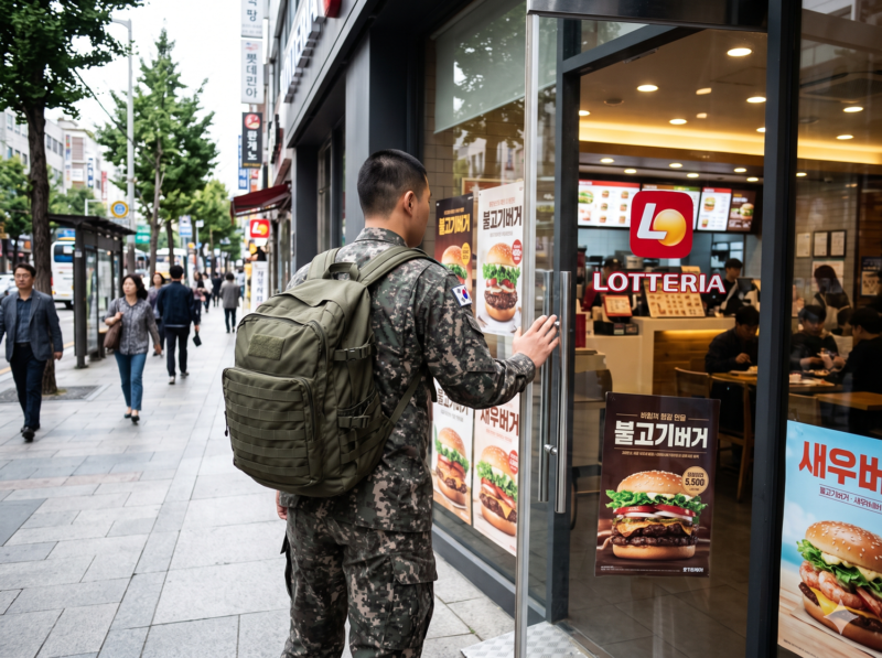 休暇中に「ロッテリア」でハンバーガーを食べた軍人が苦情を受けた